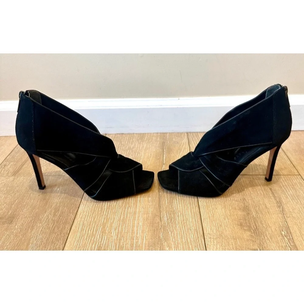 Veronica Beard Aerin‎ Sandal Stilleto Black Suede Pump Sz 7.5 $350 style 6102410